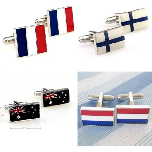 50pairs/lot CUSTOMIZE National Flag Cufflinks Copper Enamel French Dutch Finnish Australian Flag Cufflink Wholesale