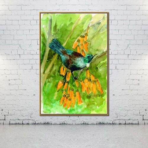 Artcozy Oil Canvas Painting abstract blue bird For Home Decoration Wall Art