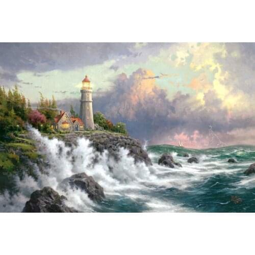 Free shipping classical Thomas lighthouse sea scenery canvas prints oil painting printed on canvas wall art decoration picture