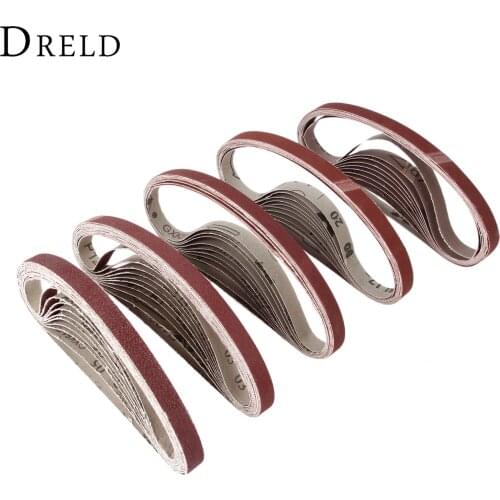 DRELD 10Pcs Dremel Accessories 15x452mm Abrasive Sanding Belt Grit 60-600 Sander Grinder Belt for Drill Grinding Polishing Tool