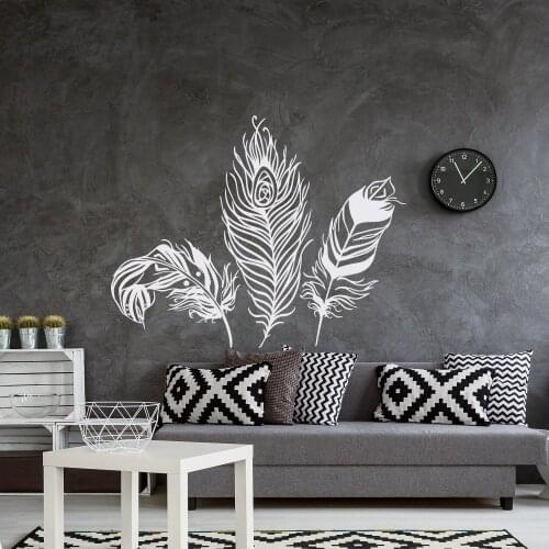 Tribal Boho Bohemian Wall Sticker Feathers Wall Decor Forest Home Decor Beauty Bedroom Decoration Vinyl Wall Decals XL52