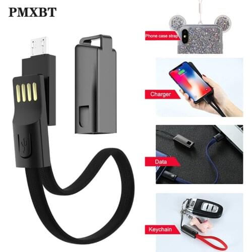 Short Micro USB Keychain Cable Power Bank Cable For Samsung Xiaomi Redmi Mobile Phone Fast Charging Key Chain usb Sync Data Cord