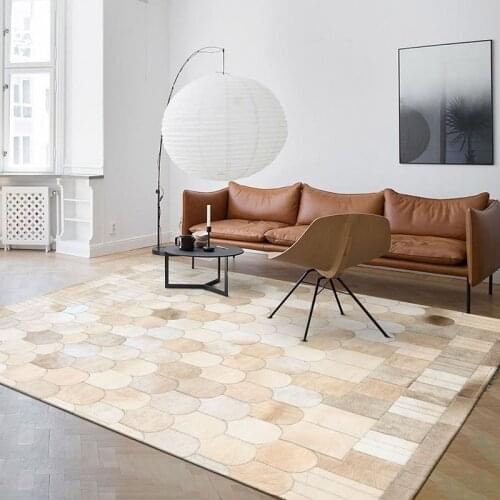 Real cow leather carpet for living room luxury cowhide patchwork rug big size decoration villa carpet