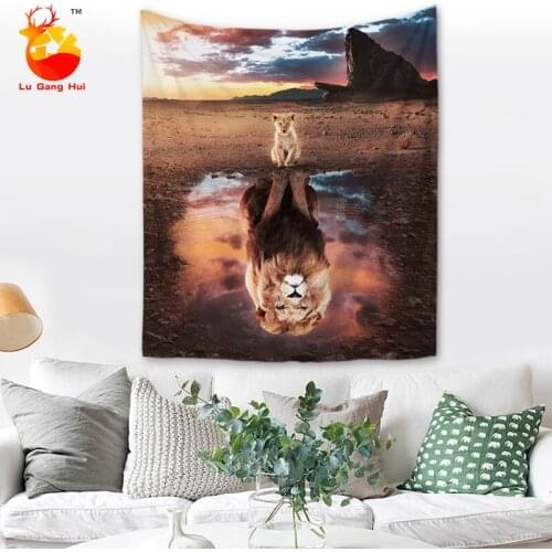 Creative And Novel Tapestry Cartoon Wolf Design Wall Hanging Living Room Carpet Hanging Cloth Carpet Beach Towel
