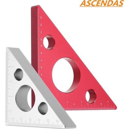 ASCENDAS 90 Degrees Aluminum Alloy Height Ruler Metric Inch Woodworking Triangular Ruler