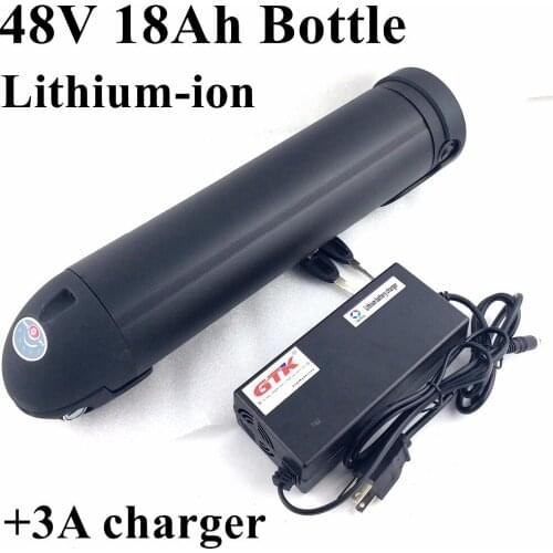 GTK Power 48V 18Ah 17.5Ah 750W 1000W 1200W Li-ion Black Water Kettle Lithium ion ebike electric bike Battery + 54.6v 3A charger
