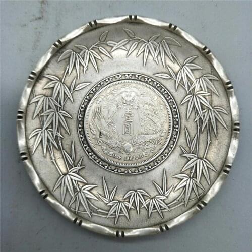 Copper-white-copper-silver small dish, dragon-silver-yuan dish, Retro Tea cushion, cup pad, copper dish, ashtray Pendant