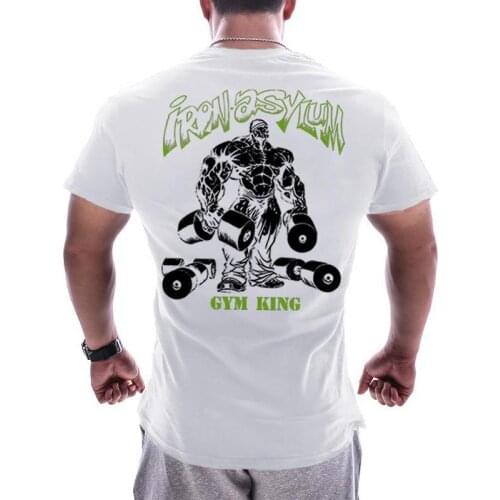 Fashion Short sleeve cotton t shirt muscle men fitness T-shirts Casual Tee Tops Male Gyms Fitness Bodybuilding workout clothing