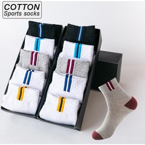 High Quality 5Pairs/Lot Mens Sport Cotton Socks Breathable Summer Socks Long Sock For Men Calcetines Sokken Plus Size 38-45