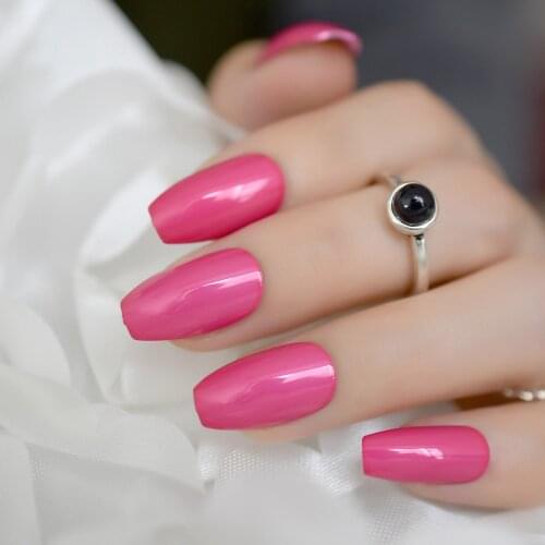 Coffin Fake Nails Rose Color False Claw Medium-length Press On Nail Art Special For Girls