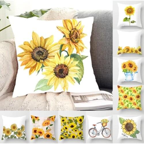 Sunflower Printed Pillowcases Sofa Couch Cushion Cover Coffee Shop Home Decorative Floral Pillow Cases