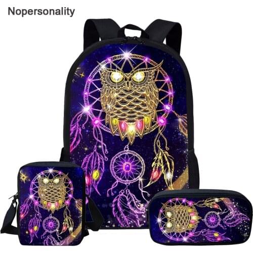 Nopersonlity Dream Catcher Owl School Bag Sets for Teenager Boys Girls Cute Student Kids Bookbag Primary Children Schoolbags