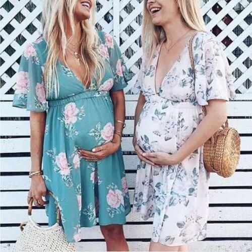 2020 new maternity dresses maternity clothes for pregant women clothing solid v-neck pregnancy dresses mother wear evening dress
