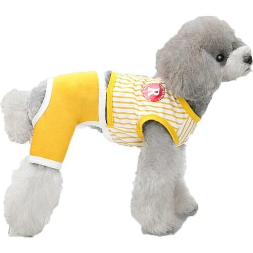 Dog clothing trend vertical splicing four legged pants pet clothing small and medium dog spring summer 2021 new product