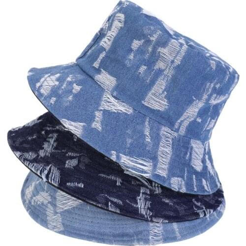 Spring Fall European Retro Denim Jeans Bucket Hats Reversible Cowboy Bob Caps Hip Hop Warm Men Women Panama Outdoor Sun Hat New