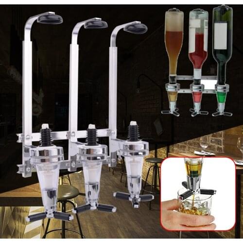 3 Bottle Stand Wall Mounted Drinks Wine Liquor Spirits Dispenser Pourer Bar Party Pub Tool Mixing Drinks