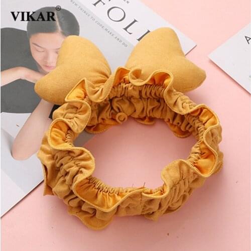 Solid Fold Ruched Wide Warm Headbands Women Winter Sweet Bows Hair Elastic Hairbands Turban Headwraps Fashion Hair Accessories