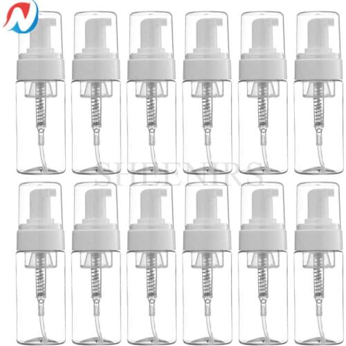 Sheenirs 12pcs Transparent 100ML Plastic Travel Foaming Castile Soap Dispenser 3.4 Oz Empty Foaming Liquid Soap Pump Bottles