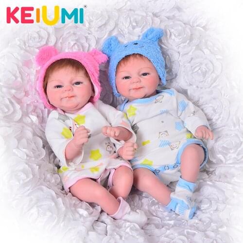 Lifelike 17 Inch Baby Doll Toy 42cm Silicone Reborn Babies Doll Girl And Boy Twins Open Eyes Toddler Birthday Gift Bedtime Play