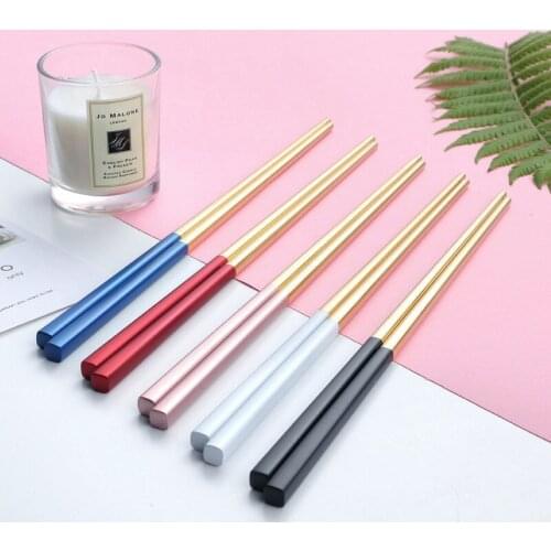 Luxury Stainless Steel Chopsticks Home Kitchen Dinning Tools Gold Plated Sliver Chinese Korea Tableware Chopsticks 5 Pair 23cm