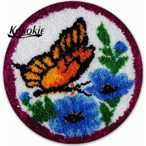Handicraft embroidery butterfly tapijt latch hook diy rug cushion vloerklee handwerken knooppakket crochet needle for carpet