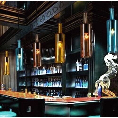 Contracted the Nordic restaurant theme bar bar personality cafe color bottle glass chandelier lamps and lanterns