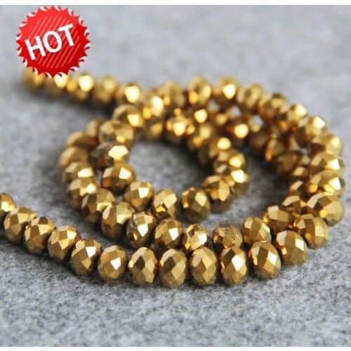 Glass Crystal 6x8mm Faceted Gold colorful beads loose 72Pcs DIY Girl Manual parts Accessories Jewelry making design wholesale