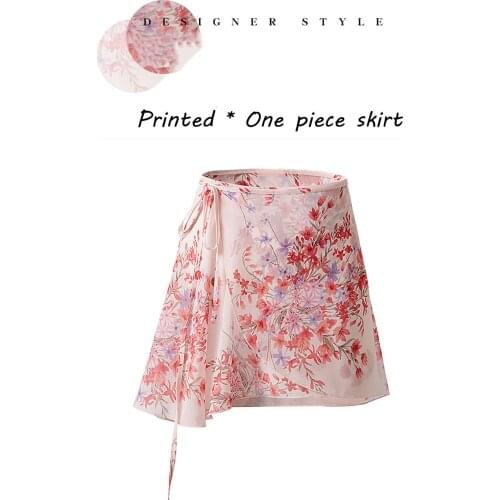 Light Pink Bouquet Printed Dance Dress Gymnastic Skirts Classical Ballet Tutu Ballerina Costumes Girls Dancewear Tied Skirt