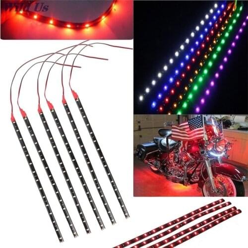 6 Pcs/2 Pcs DC12V Motor LED Strip Underbody Light For Car Motorcycle Waterproof Multi Color Width 1cm