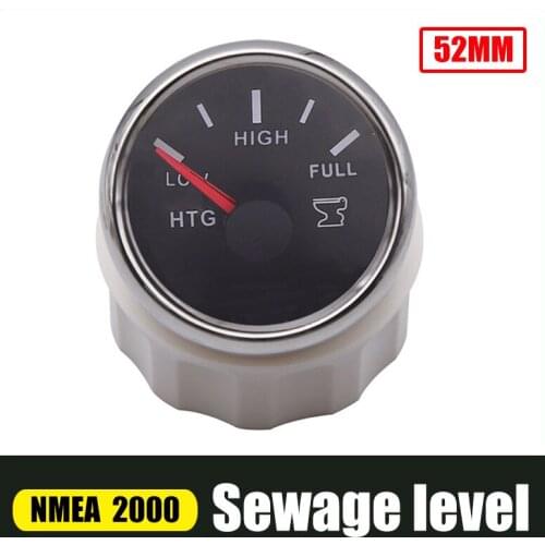 52mm NMEA 2000 Sewage Level Gauge Car Boat Stainless Steel Holding Tank Level Meter For Marine Auto Motor RV 9~30V