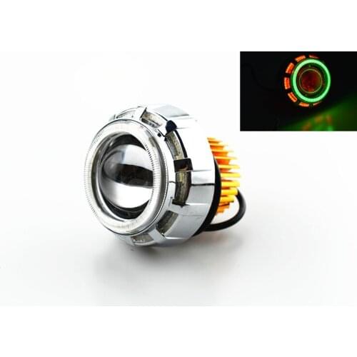 Universal Motorcycle 10w mini high/low Hi/Lo Beam Led Projector Lens Headlight Kit Angel Eye and Devil Eye