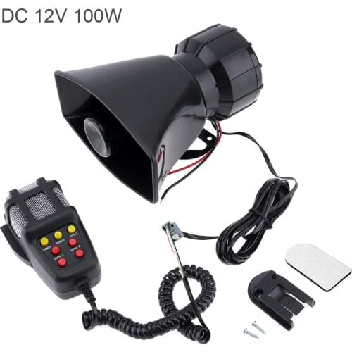 100W 7 Tone Sound Car Siren Emergency Sounds Vehicle Horn Mic PA Speaker System Emergency Sound Amplifier Siren Traffic Sound