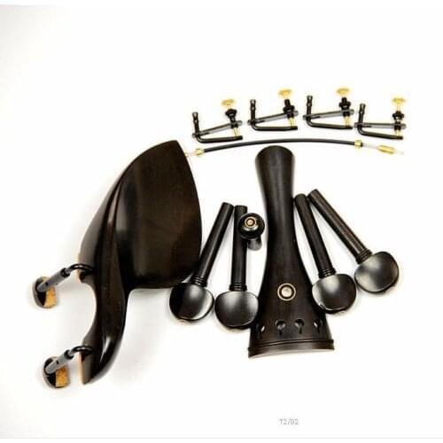 1 Set New Ebony Wood 4/4 Violin Parts Chinrest & Black Clamps Endpin Tuners