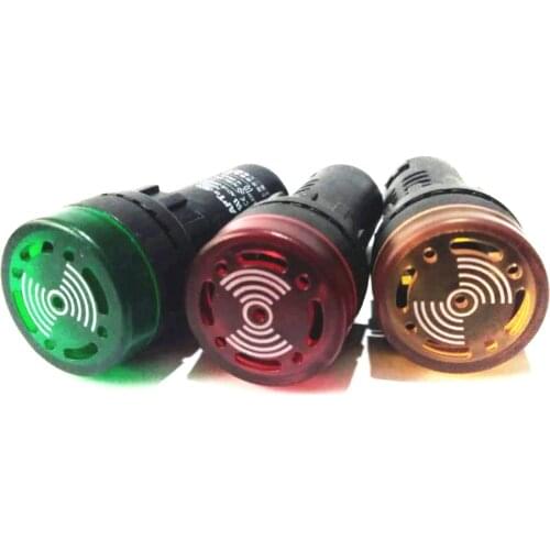1 Piece AD16-22SM Panel Mount LED Flash Buzzer Indicator Light 22mm Hole 12V 24V 220V 110V Indicating Alarm Signal Lamp