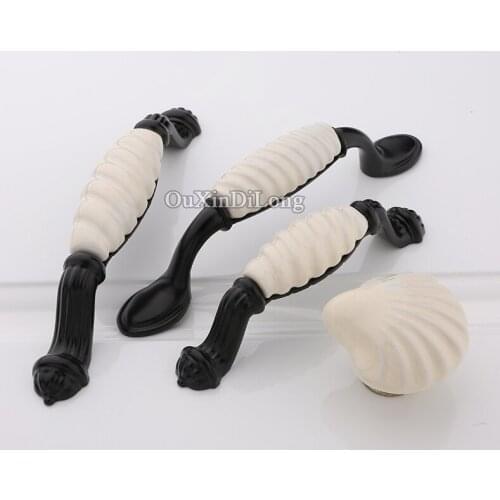 10PCS European American Style Kitchen Door Handles Ceramic Cupboard Wardrobe Drawer Wine Cabinet Pulls Handles and Knobs