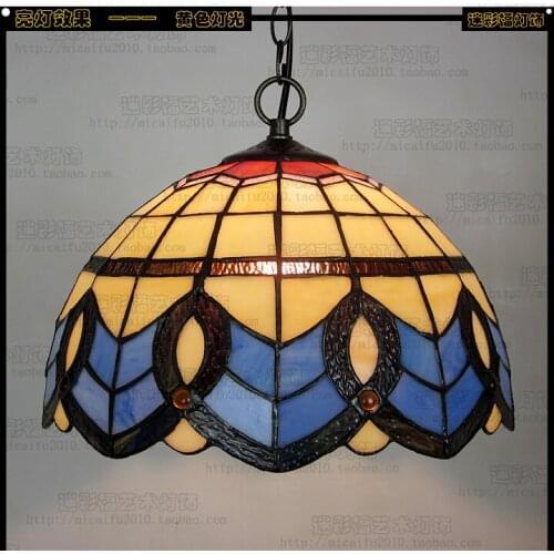 12inch Tiffany Baroque Stained Glass Suspended Luminaire E27 110-240V Chain Pendant lights for Home Parlor Dining bed Room