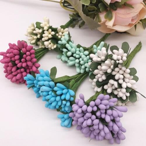 12pcs pearl Berry Artificial Stamen Flower For Wedding Home Decoration Pistil DIY wreath Scrapbooking Craft Fake Flowers