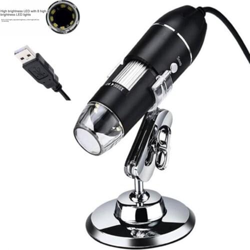 1600X 8LED 2MP Type-C/Micro USB Digital Microscope Endoscope Zoom Camera Magnifier With Stand 1080P 8 LED Digital Microscope