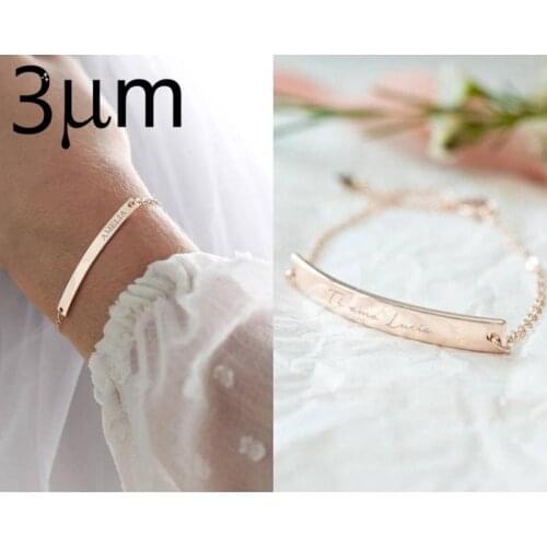 3UMeter Personalize Bar Bracelet Custom Name Bracelet Initial Bracelet Gold Baby Name Bracelet Bridesmaid gift for Women