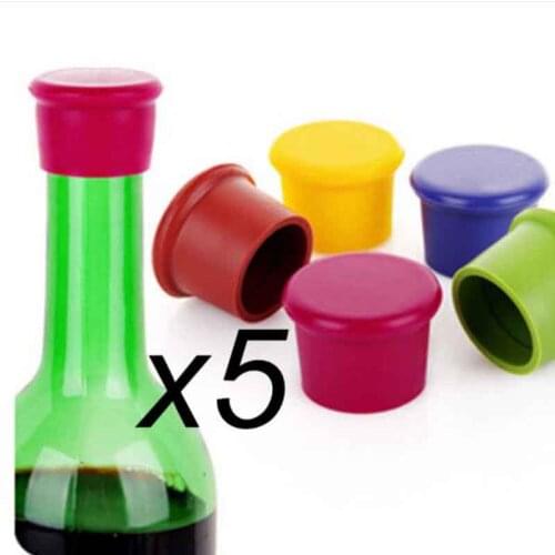 5pcs silicone wine stoppers Leak free wine bottle sealers for red wine and beer bottle cap