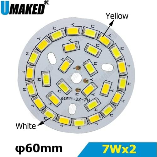 7Wx2 Warm/Cold White two color in one PCB 60mm 5730 SMD Light Board Led Lamp Panel For Ceiling PCB With LED diy for downlight