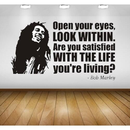 BOB MARLEY FACE & QUOTE Vinyl Sticker Decal Wall Art Phrase Famous Reggae Wall Stickers Home Decor Ornament Wallpaper
