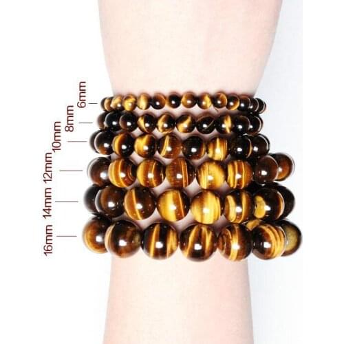Genuine 6-20mm Natural Tiger Eye Stone Gems Beads Bracelet Charm Jewellery Fashion Accessories Carved Amulet Gifts for Her Women