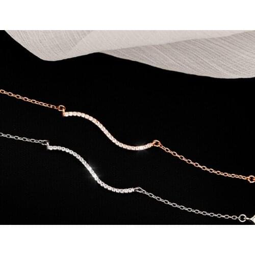 925 Sterling Silver O-Chain Wavy Full Zircon Necklace Shiny S Shape Pendant Necklaces Wedding Gift For Girl Fine Jewelry SNK025