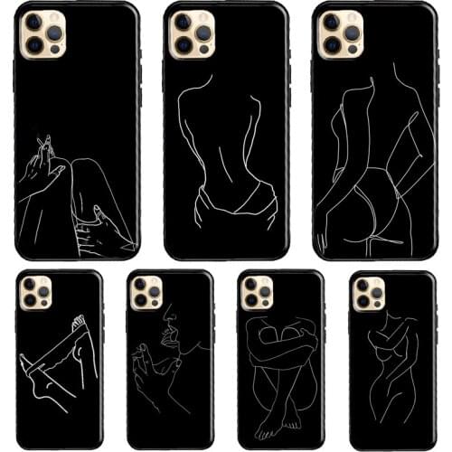 Art Simple Kiss Rose Sex Girl Body Silicone Case For iPhone XR X XS MAX SE 2020 6S 7 8 Plus 12 Mini 11 Pro Max Shell Cover