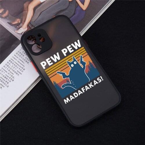 ZUIDID Cartoon Black Cat What Phone Case For iPhone 12 11 Pro XS MAX XR 7 SE20 8 6Plus Funny Transparent Hard Cover Matte Coque