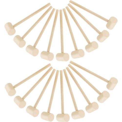 10 Pieces Mini Wooden Hammers Mallet Pounding Toy knocking Planet Cake Crab Lobster Wooden Hammer Childrens Flat-head Mallet