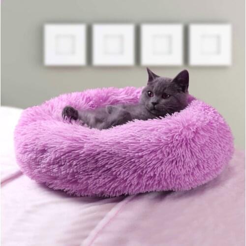 Long Plush Pet Bed Round Sofa Dog Mat Cat House Sleeping Bag Puppy Beds Warm Dog Beds Soft Cushion Mat For Pets Cats Basket