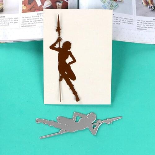DUOFEN METAL CUTTING DIES warrior girl with lance stencil DIY Scrapbook Paper Album 2018 new