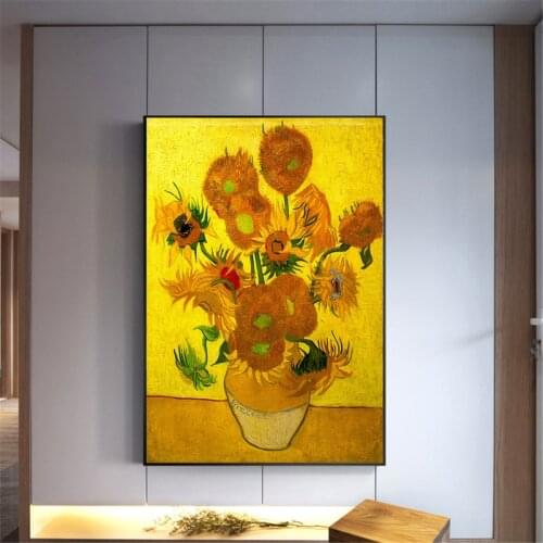 World Painting Van Gogh Sunflower Poster Abstract Canvas Art Print Flower Wall Pictures for Living Room Kitchen Bedroom Wall Art